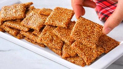  طرز تهیه شیرینی کنجدی فقط با 3 ماده !!
