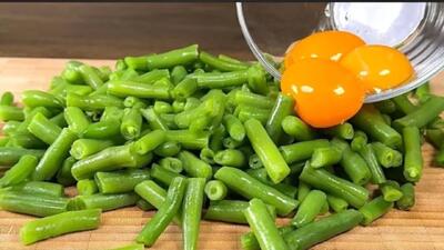  آموزش غذای بدون گوشت ،سالم و گیاهی✦ فوق العاده خوشمزه با لوبیا سبز و تخم مرغ