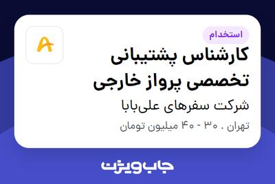 استخدام کارشناس پشتیبانی تخصصی پرواز خارجی در شرکت سفرهای علی‌بابا