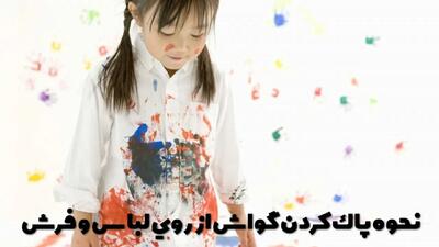  نحوه پاک کردن گواش از روی لباس و فرش | لکه گواش روی فرش با چی پاک میشه؟