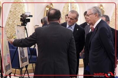  بازدید رؤسای جمهور ایران و قزاقستان از نمایشگاه اسناد تاریخی ایران در سفر به قزاقستان