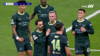 گل دوم منچستر سیتی به رئال مادرید (ارلینگ هالند - پنالتی)
