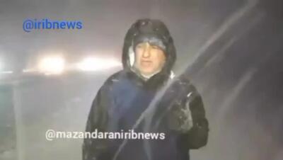  وضعیت دیشب مسیر امام‌زاده هاشم به پلور به علت بارش شدید برف در محور هراز + فیلم