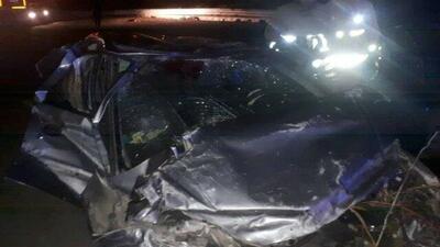 واژگونی خودروی پژو ۲۰۶ در برخورد زنجیره‌ای ۴ وسیله نقلیه در بزرگراه باقری