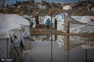 تشدید فاجعه انسانی در غزه با موج جدید بارش‌های شدید + گزارش تصویری