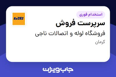  استخدام سرپرست فروش در فروشگاه لوله و اتصالات ناجی