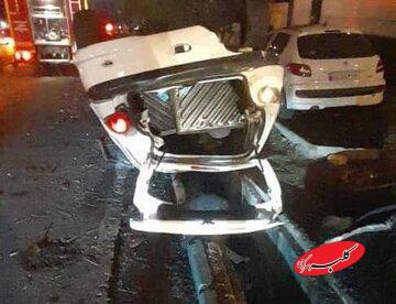  تصادف زنجیره ای در بزرگراه شهید باقری/ پژو ۲۰۶ واژگون شد - کلبه سرگرمی