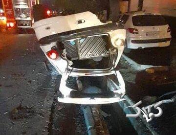 تصادف زنجیره ای در بزرگراه شهید باقری/ پژو ۲۰۶ واژگون شد - مجله اینترنتی کولاک