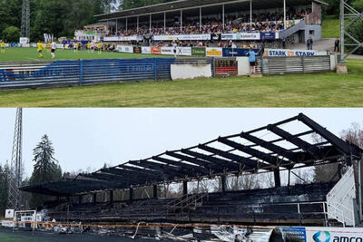 آتش‌زدن استادیوم خانگی پس از سقوط +عکس