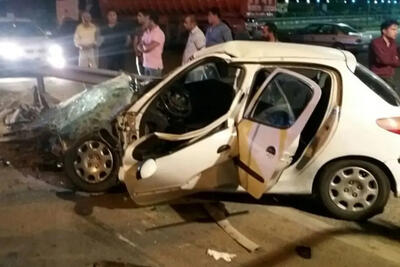 تصادف 3 دستگاه پژو 206 و موتورسیکلت در بزرگراه شهید باقری