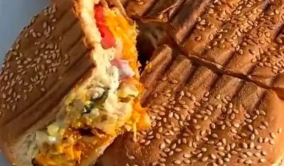  طرز تهیه ساندویچ مرغ و قارچ به سبک رستورانی + فیلم