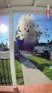 لحظه انفجار گاز در یک خانه در کالیفرنیا