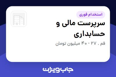  استخدام سرپرست مالی و حسابداری در سازمانی فعال در حوزه آموزش / پژوهش