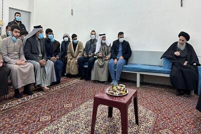  جدیدترین تصویر از دیدار مردمی آیت‌الله سیستانی