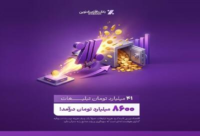  بازدهی رؤیایی تبلیغات بانک اقتصادنوین، ۴۱ میلیارد هزینه، ۸۶۰۰ میلیارد درآمد