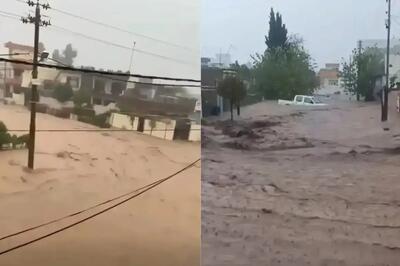  سیل در اقلیم کردستان عراق؛ جان باختن سه نفر در شهر چمچمال / لحظه ورود سیل ویرانگر به یک فروشگاه (فیلم)