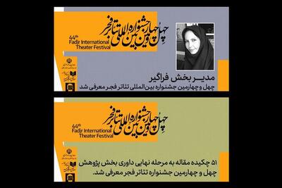 معرفی مدیر بخش فراگیر و چکیده‌ مقالات راه‌یافته به جشنواره تئاتر فجر