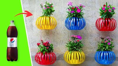  نحوه ساخت گلدان های رنگی با بطری نوشابه؛ چگونه با بطری گلدان بسازیم؟
