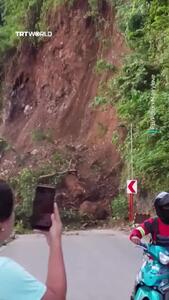 رانش وحشتناک زمین و مسدود شدن جاده در فیلیپین