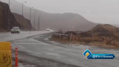  هم اکنون؛ بارش برف در محور تربت حیدریه_مشهد