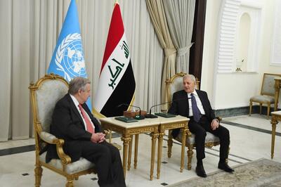  دیدار رئیس‌جمهور عراق و دبیرکل سازمان ملل در بغداد