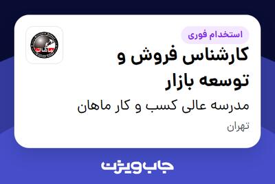  استخدام کارشناس فروش و توسعه بازار - خانم در مدرسه عالی کسب و کار ماهان