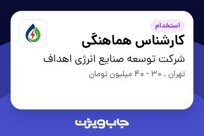  استخدام کارشناس هماهنگی در شرکت توسعه صنایع انرژی اهداف