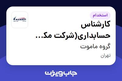  استخدام کارشناس حسابداری(شرکت مکث سلین) در گروه ماموت