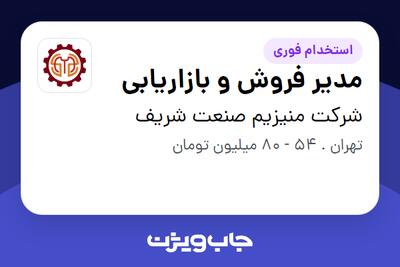  استخدام مدیر فروش و بازاریابی در شرکت منیزیم صنعت شریف