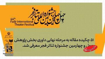  وقتی اندیشه روی صحنه می‌آید/ ۵۱ چکیده مقاله به مرحله نهایی داوری جشنواره تئاتر فجر راه یافت - کلبه سرگرمی