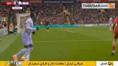 گل زیبای هوگو اکیتیکه به برایتون در دقیقه 1 بازی (لیورپول 1-0 برایتون) - پارس فوتبال