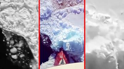  فیلم عبور کشتی یخ شکن از میان یخ های ضخیم