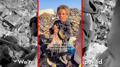  فیلم جستجوی کودکان غزه میان زباله‌ها برای غذا