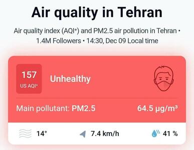 شاخص آلودگی هوای تهران دوباره بالا رفت!