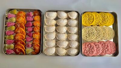  آموزش شیرینی های کلمپه،قطاب،نان چای،نخودچی،توت در منزل!