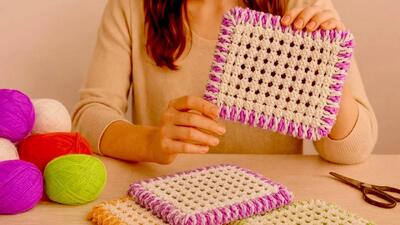  آموزش ساده ترین بافتنی دنیا: ساخت رومیزی بدون ابزار