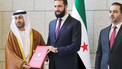  تقدیم استوارنامه سفیر امارات به رئیس‌جمهوری موقت سوریه