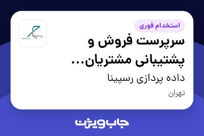  استخدام سرپرست فروش و پشتیبانی مشتریان سازمانی (Cloud) در داده پردازی رسپینا