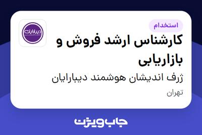  استخدام کارشناس ارشد فروش و بازاریابی در ژرف اندیشان هوشمند دیبارایان
