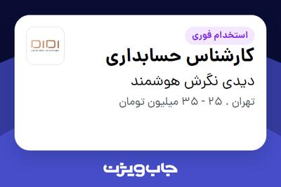  استخدام کارشناس حسابداری - خانم در دیدی نگرش هوشمند