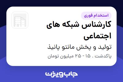  استخدام کارشناس شبکه های اجتماعی در تولید و‌ پخش مانتو پانیذ