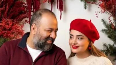  عکس ها / نگاهی به تیپ و استایل های آتلیه ای نرگس محمدی و علی اوجی برای شب یلدا / از قرمز پوشی تا ...