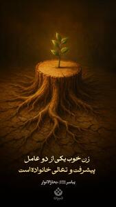 زن خوب یکی از دو عامل پیشرفت و تعالی خانواده است