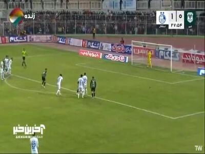 گل اول خیبر  به استقلال توسط قنبری از روی نقطه پنالتی