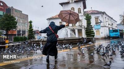 بارش باران پاییزی در رشت