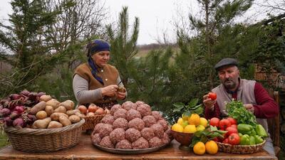  پخت پای گوشت و سبزیجات به سبک مادربزرگ روستایی (فیلم)