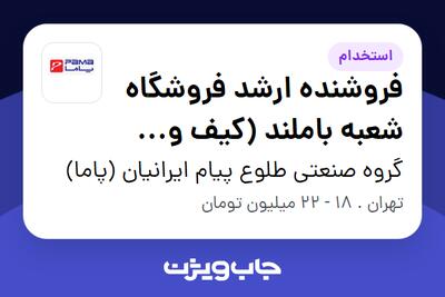  استخدام فروشنده ارشد فروشگاه شعبه باملند (کیف و کفش پاما) در گروه صنعتی طلوع پیام ایرانیان (پاما)
