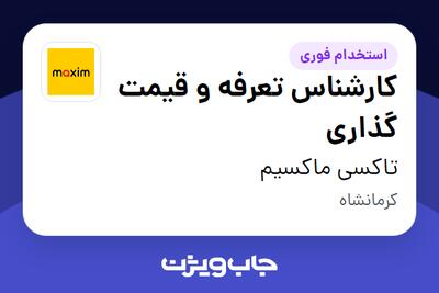  استخدام کارشناس تعرفه و قیمت گذاری در تاکسی ماکسیم