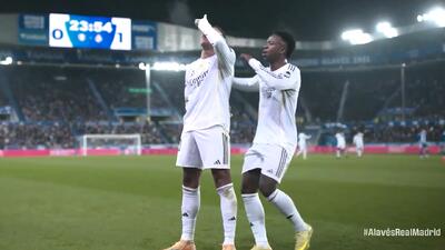 گل اول رئال مادرید به آلاوس توسط امباپه
