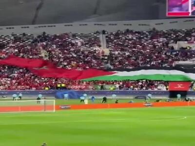  اعلام همبستگی مراکشی ها با فلسطین در یک جشن فوتبالی